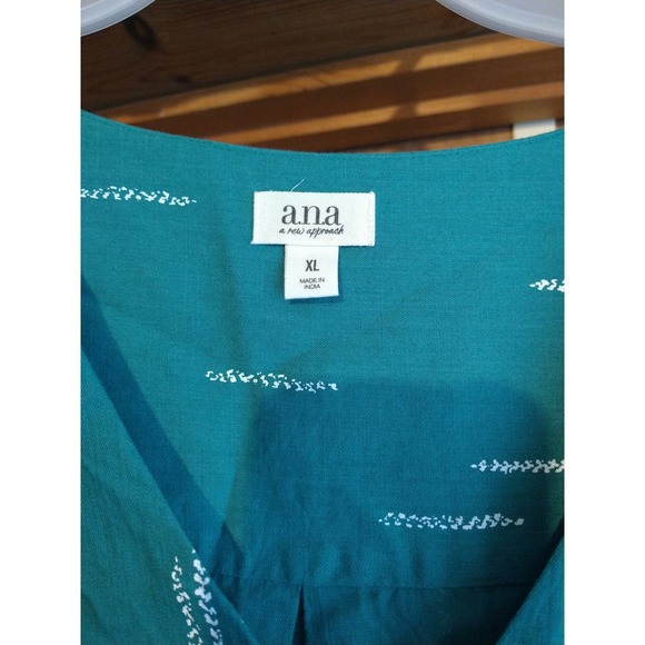 a.n.a Turquoise Button Down Short Sleeve Blouse XL - Picture 4 of 6